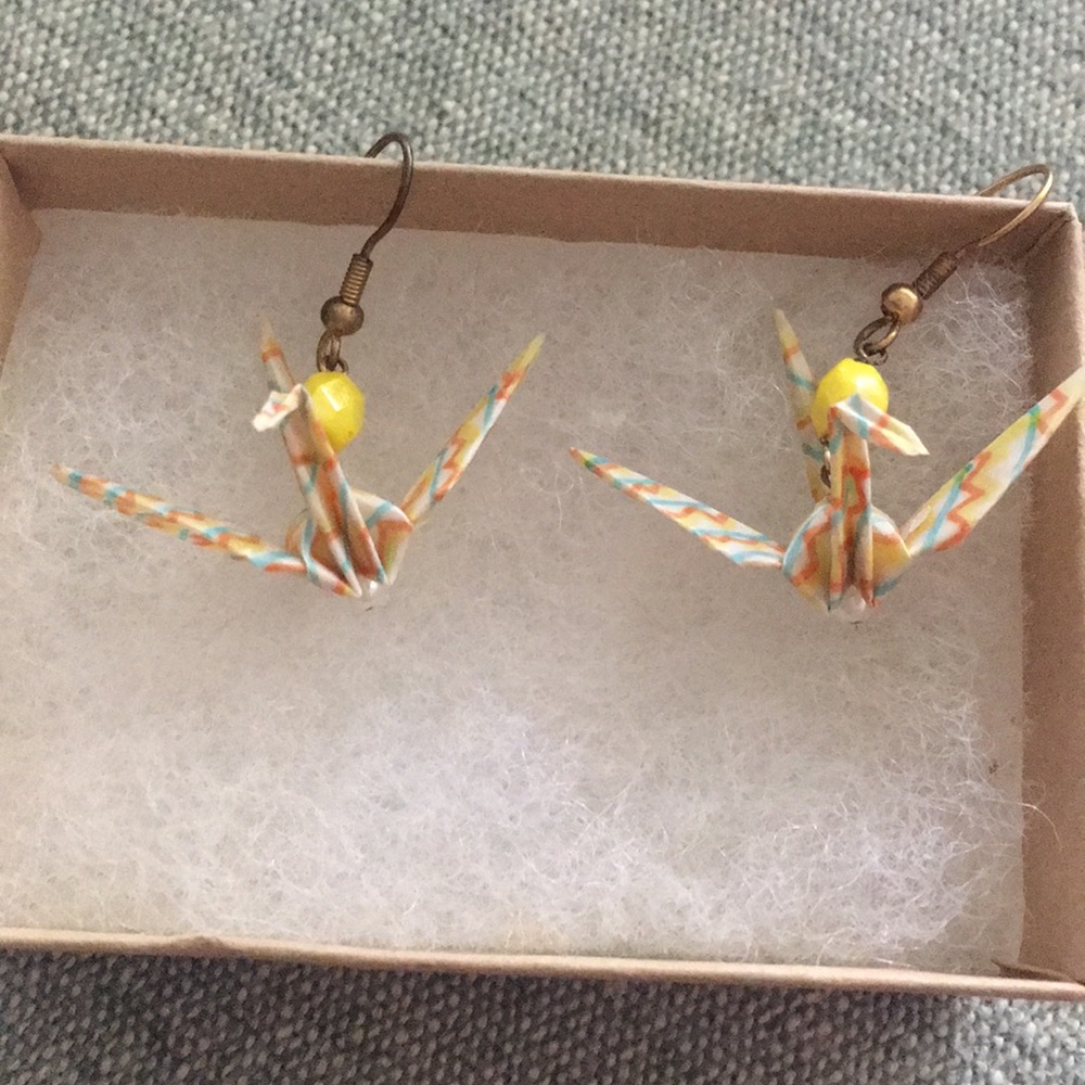 Paper crane earrings